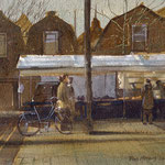 Markt Schoonhoven. Watercolour 23 x 27 cm SOLD