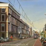 Parkstraat Den Haag. Olieverf op doek. 35 x 50 cm. Jubileum geschenk Dröge en van Drimmelen