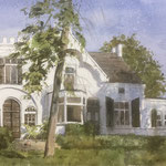 Huisportret Kikkerberg. Aquarel. 35 x 55 cm