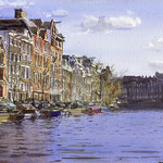 Prinsengracht Amsterdam. Watercolour 35 x 50 cm