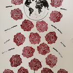 "Series Climate and Environment - Thorny Offerings" / lino cut, Linolschnitt /  75 x 110 cm / 2022