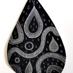 "Series Droplets" /coloured Indian inks in silver/ farbige Tusche / Musou black / 3D collage / 36 x 48 cm / 2022