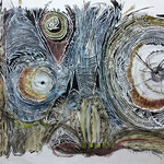 Crazy Creatures IV / Aquarell, Scherenschnitt mit Tusche hinterlegt / Aquarell, paper cut with background in Indian ink / 75 x 110 cm / 2016