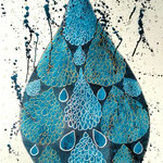 "Series Droplets" /Indian inks (Mauritius blue) / 36 x 48 cm / 2022