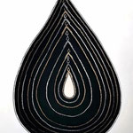 "Series Droplets" /Indian ink, silver, black, Tusche / Musou black / cut out (9 layers) / 3D collage / 36 x 48 cm / 2022