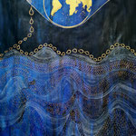 "Series Climate and Environment - Spill Over" / Indian inks, Tusche / lino cut, Linolschnitt /  75 x 110 cm / 2022
