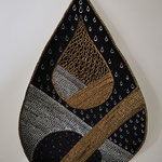 "Series Droplets" /coloured Indian inks in silver, gold / farbige Tusche / Musou black / 3D collage / 36 x 48 cm / 2022