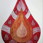 "Series Droplets" /Indian ink, silver, black, Tusche / Gansai watercolours / cut out / 3D collage / 36 x 48 cm / 2022