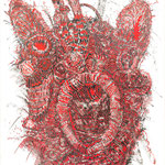 Crazy Creatures / Indian ink, papercut with watercolour background / 110 x 75 cm / 2021 (Repro Roland Froschauer)