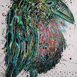 Keep Your Beak Up, cutout/Indian inks, 75 x 55 cm, 2023