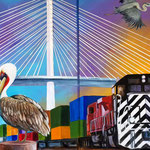 Detail of Mural for the Port of Long Beach Academy of Global Logistics.
