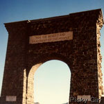 Roosevelt Arch at the North Entrance of Yellowstone National Park, Montana