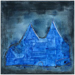Die blaue Burg - Papier, Eisenglimmer, Gouache - 50 x 50 cm (nicht verkäuflich)