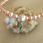 Perlkette mit Silberschnecke und Opal