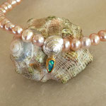 Perlkette mit Silberschnecke und Opal