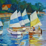 Ecole de voile à Arès 100x81 1600€