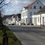 die Hauptstraße mit Rosenstöcken vor jedem Haus