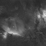 Orion, de la Tête de Cheval à M42, mosaïque de 6 images, 16h de poses en Ha, janvier 2017, Nicolas