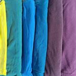 Unifarben, weiß, leuchtgelb, petrol, blautöne, lila, violett