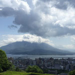 ホテルからの桜島　朝から噴火かな？