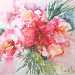 Amaryllis and a hint of Gold 16 in. x 12 in. - 41 cm x 31 cm - 360,00 Euro