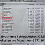 Sehr günstige Jahreskostenabrechnung. Für 2025 / 2026 KEINE Erhöhung, lt. Auskunft Wohnbau 2000 GmbH., Linz.