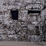 45)   Casolare abbandonato - Penna Bic, conté, pantone su carta - 25x32,5 - 2019 - NON DISPONIBILE -