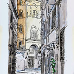 176)  Strade di Firenze - Inchiostro e acquerello su carta - 21x29,7 cm - 2022 - NON DISPONIBILE -