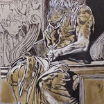 52)   Il Mosè di Michelangelo - Penna Bic, conté, inchiostro su carta - 25x32,5 - 2020 - NON DISPONIBILE -