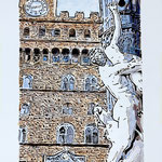 181)  Palazzo Vecchio ( Firenze ) - Inchiostro e acquerello su carta - 25x35 cm - 2022 - NON DISPONIBILE -
