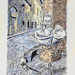 180)  Fontana dello Sprone ( Firenze ) - Inchiostro e acquerello su carta - 25x35 cm - 2022 - IN VENDITA -