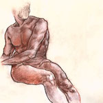 9)   Figura michelangiolesca - Sanguigna, conté su carta Zecchi - 28x38 - 2016 - NON DISPONIBILE -