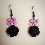 Black Rose earring with Purple Bows