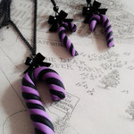 Pastel Goth Candy Cane Earrings & Necklace