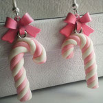 Pink & White Christmas Candy Cane earrings