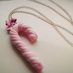 Pink & White Christmas Candy Cane necklace