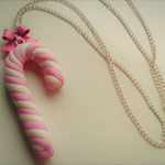 Pink & White Christmas Candy Cane necklace