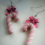 Pink & White Christmas Candy Cane earrings