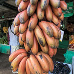 Rood Banaanfruit op de markt in Dambulla