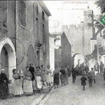 Carte postale de Sauvian, rue de l’horloge, en 1912 - archives départementales Hérault - memoiredesauvian.fr
