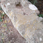 Détail du muret longeant la mare sur le chemin de Salles, construit avec des pierres de la deuxième porte de Sauvian - photo Alice Fauré - memoiredesauvian.fr