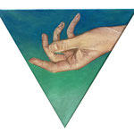 Holding On and Letting Go Look the Same, oil on canvas, 12"x12"x12"