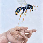 Pointing the Way Forward While Expecting the Sting, oil on panel, 16"x20"