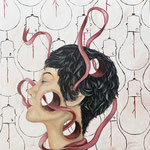 Narrow Mind, Long Tongue, oil on canvas, 30"x30"