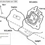 Grundriss Piksborg. Burggelände nach einer Karte von 1300.