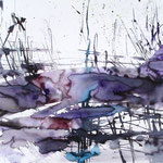 "Schietwetter Nordsee", Aquarell, Tusche auf Papier, 50 x 65 cm