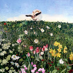 Rabbit on Flowering Hillside, 2003 Oil on canvas, 40 x 40 inches