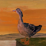 Duck (with orange sky), 2002 Oil on canvas, 16 x 20 inches