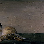 Two Rabbits and a Dead Rabbit, 2004 Oil on canvas, 16 x 42 inches
