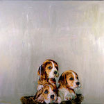 Sophie, Jack, and Molly, 1996 Oil on canvas, 40 x 40 inches